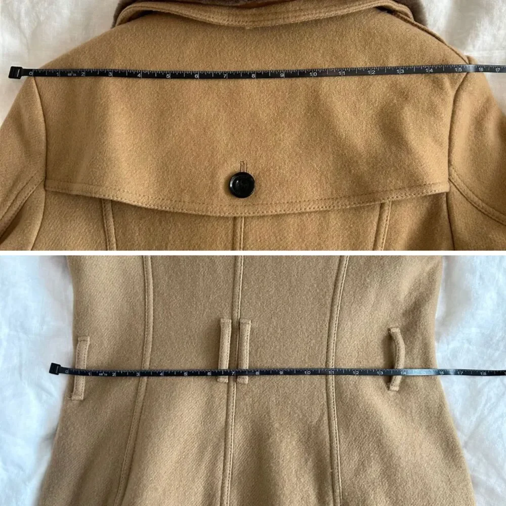 Burberry Camel Wool Coat Trench with Removable Collar and Belt - Picture 12 of 13